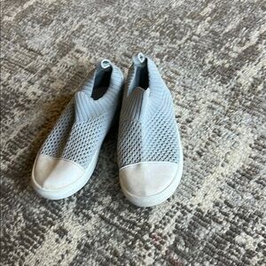 Gray Slip-On Sneakers with Knit Upper and Elastic Collar